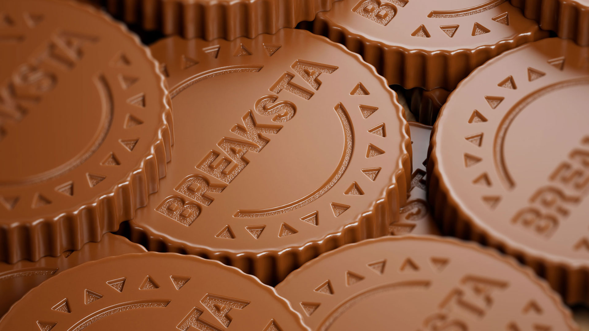 Breaksta chocolate discs - crunchy texture close-up